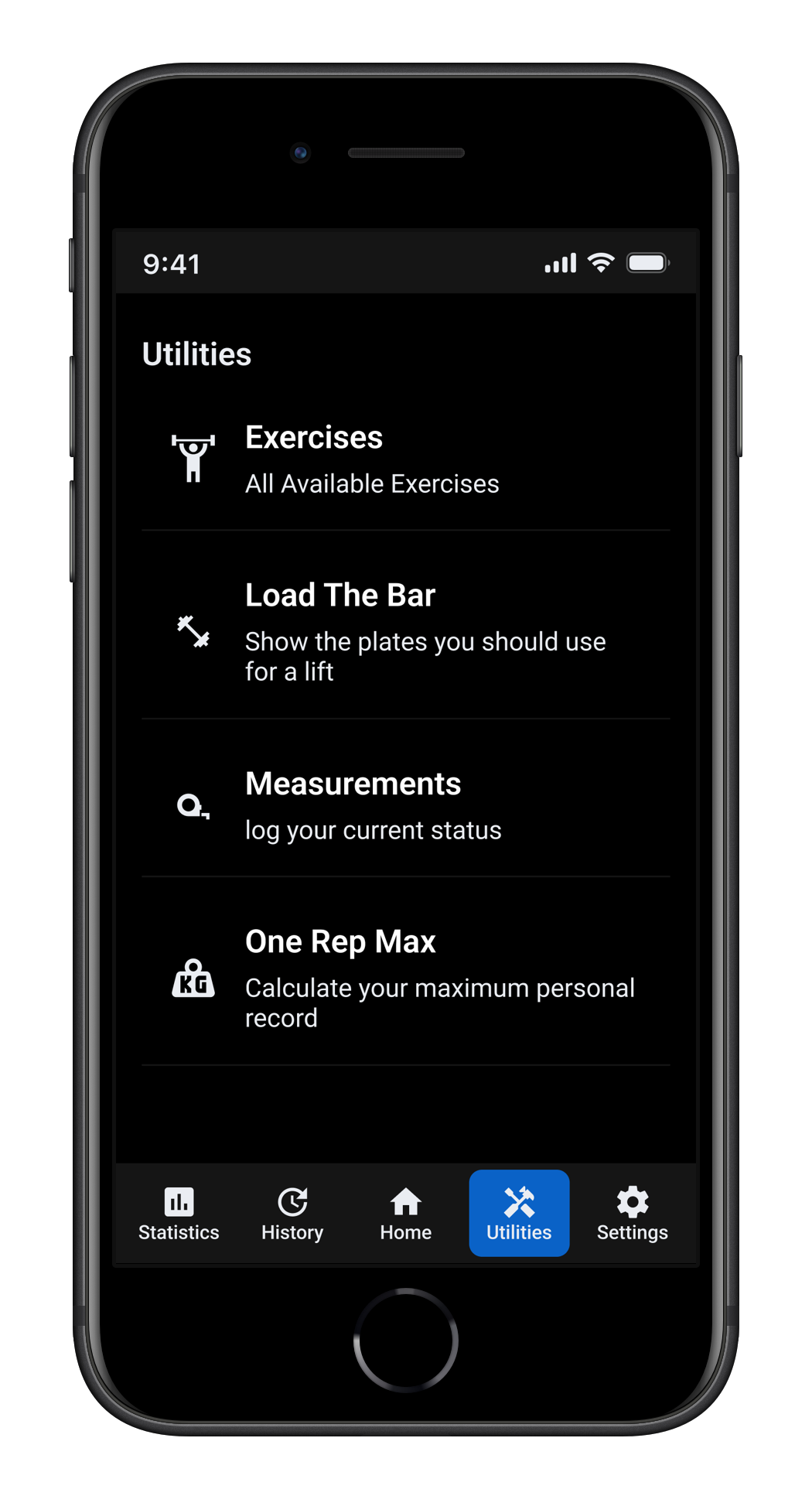 Redesigned utilities screen