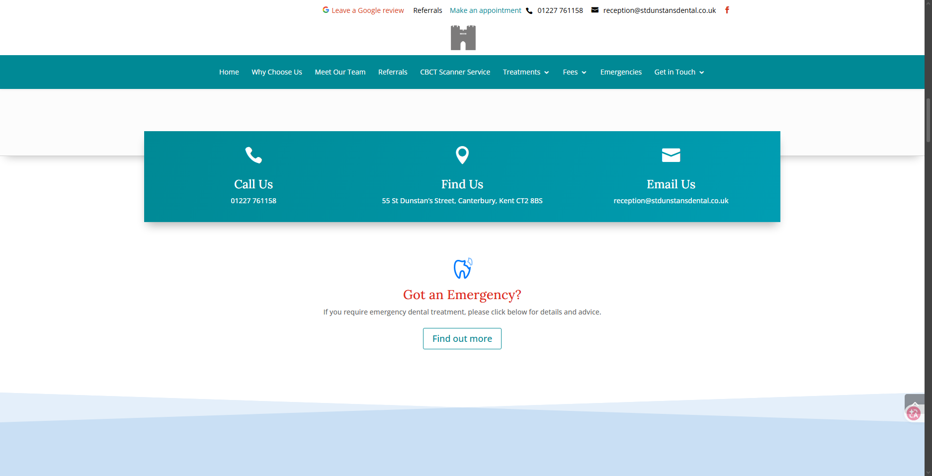 Original contact section interrupting the page