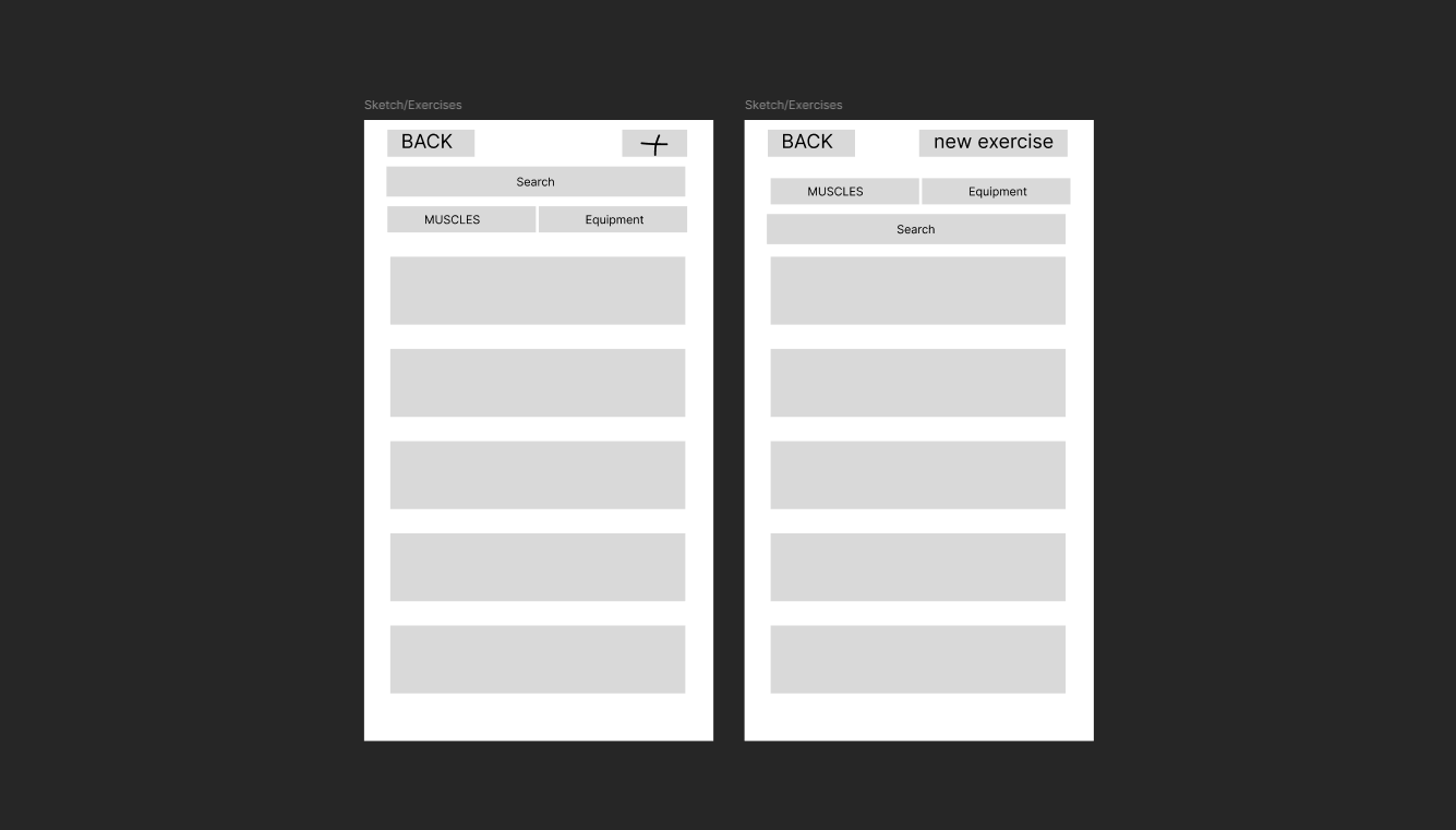 Exercise screen — UI